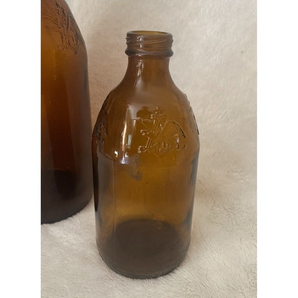 Lot of 2 Rare Amber Embossed Turkey Neck Glass AA Anceint Age Whiskey Bottles - Picture 2 of 9